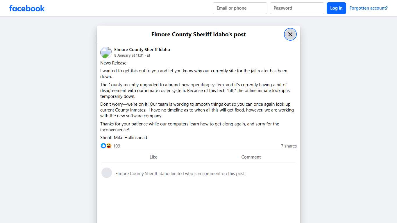 News Release I wanted to... - Elmore County Sheriff Idaho Facebook